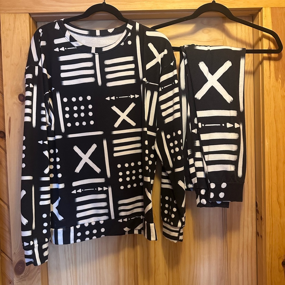 Black & White Geometric Loungewear Set